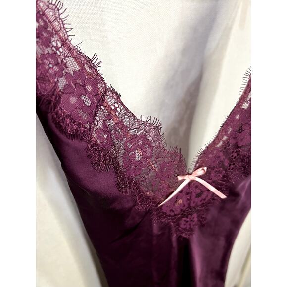 Victoria's Secret Sexy Purple Pink Lace Faux Silk Slip Dress Nightgown - Picture 3 of 10